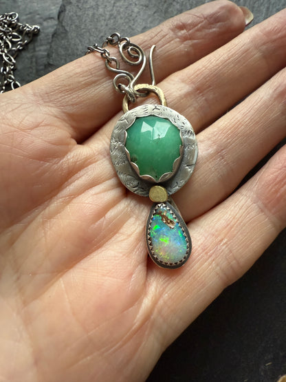 Chrysoprase and Opal Necklace