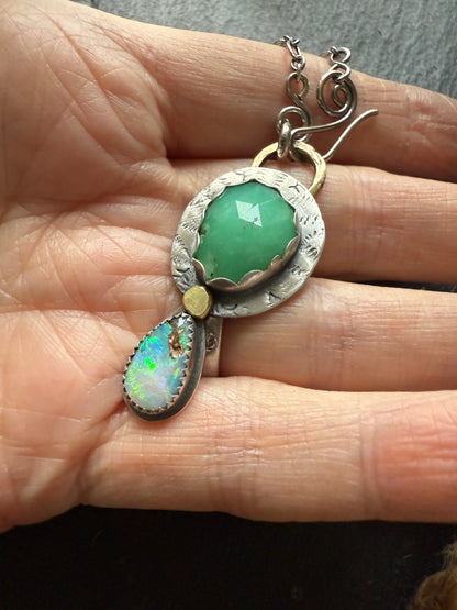 Chrysoprase and Opal Necklace