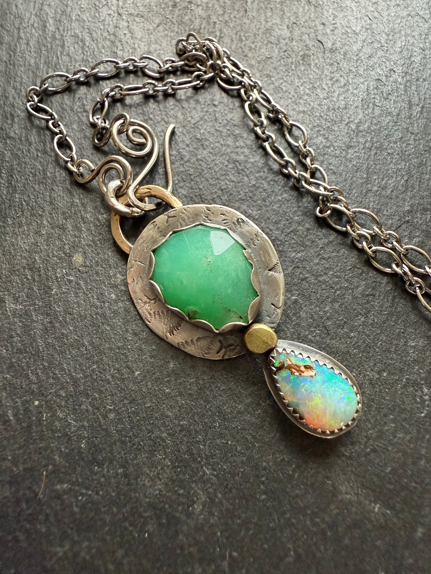 Chrysoprase and Opal Necklace