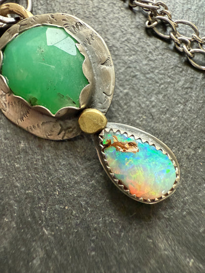 Chrysoprase and Opal Necklace