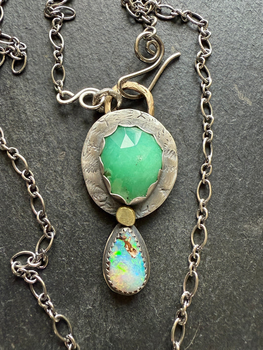 Chrysoprase and Opal Necklace