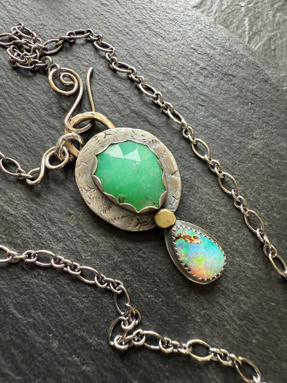 Chrysoprase and Opal Necklace