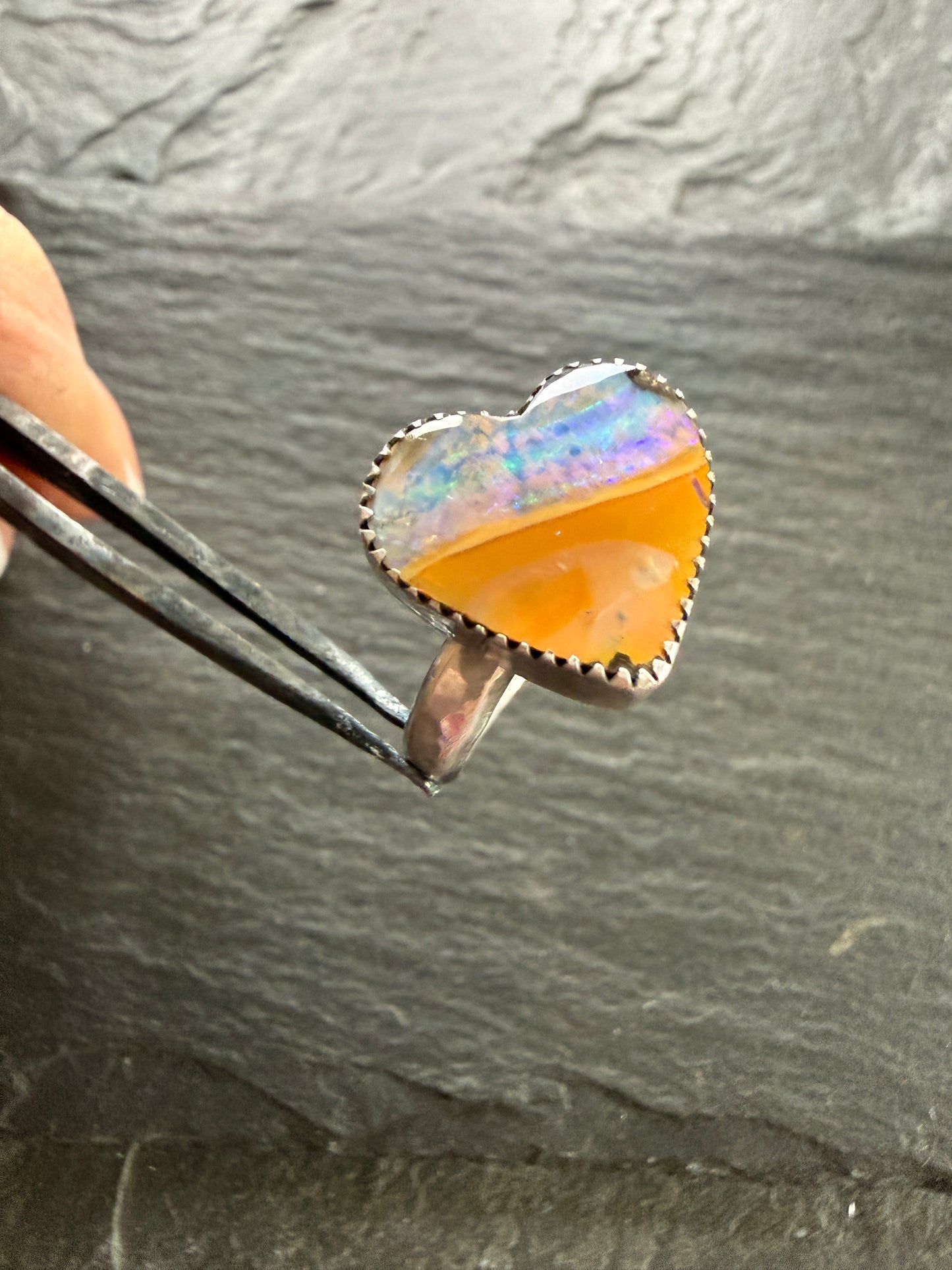 Heart Opal Ring US 7 / UK N 1/2