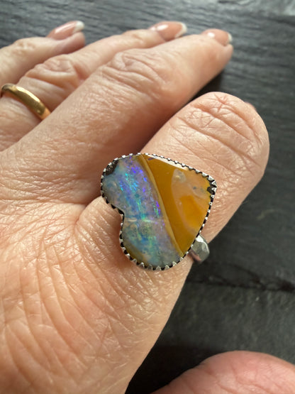 Heart Opal Ring US 7 / UK N 1/2