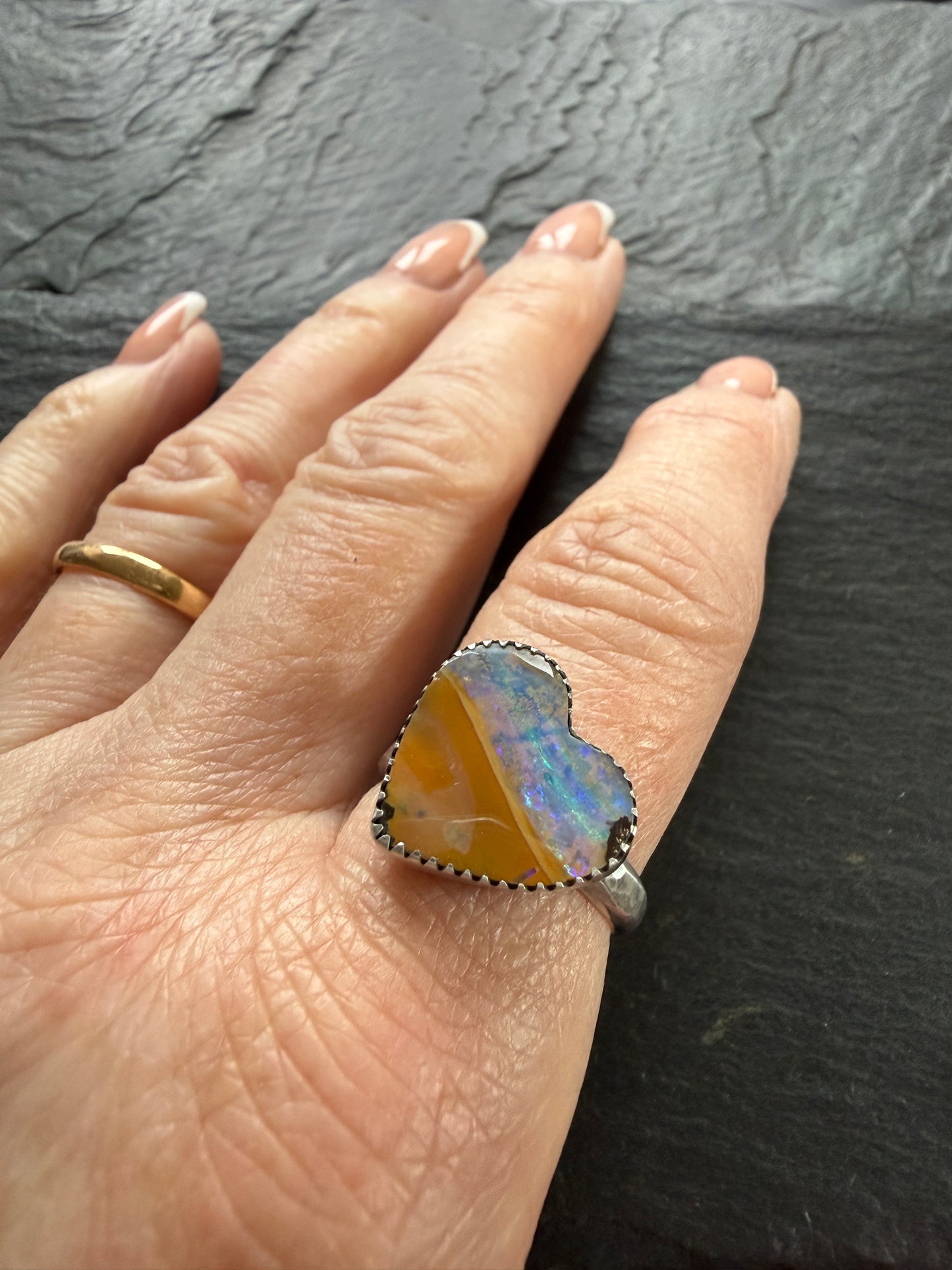 Heart Opal Ring US 7 / UK N 1/2