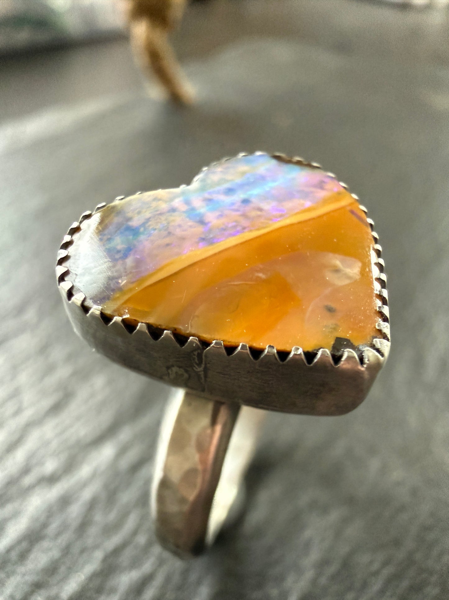 Heart Opal Ring US 7 / UK N 1/2