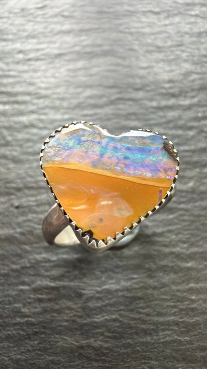 Heart Opal Ring US 7 / UK N 1/2