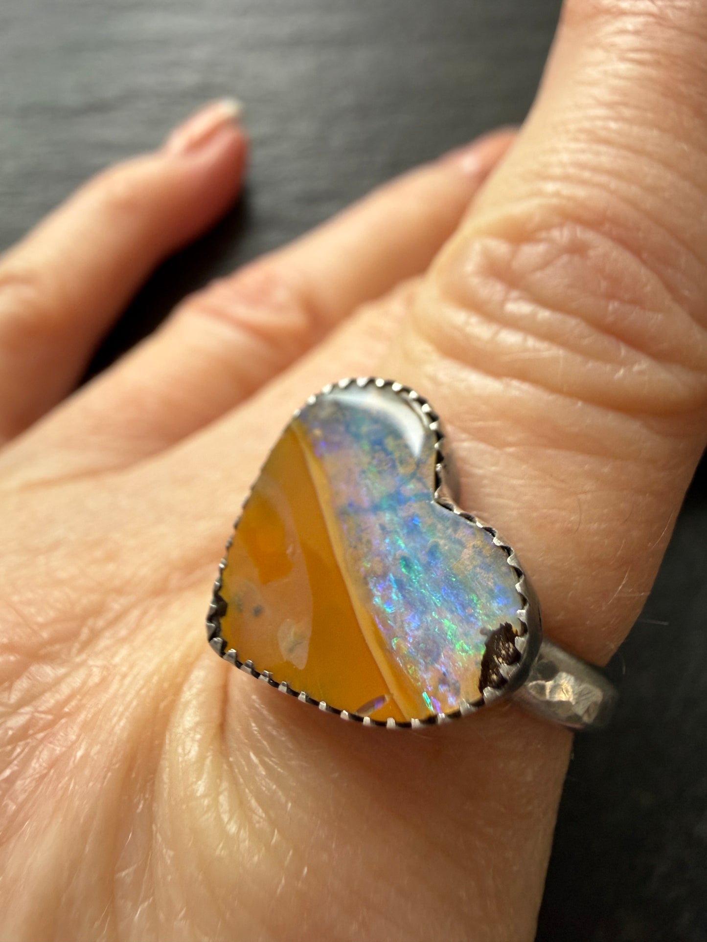 Heart Opal Ring US 7 / UK N 1/2