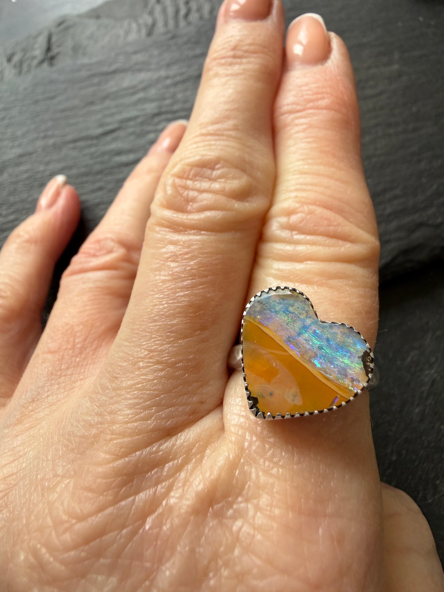 Heart Opal Ring US 7 / UK N 1/2