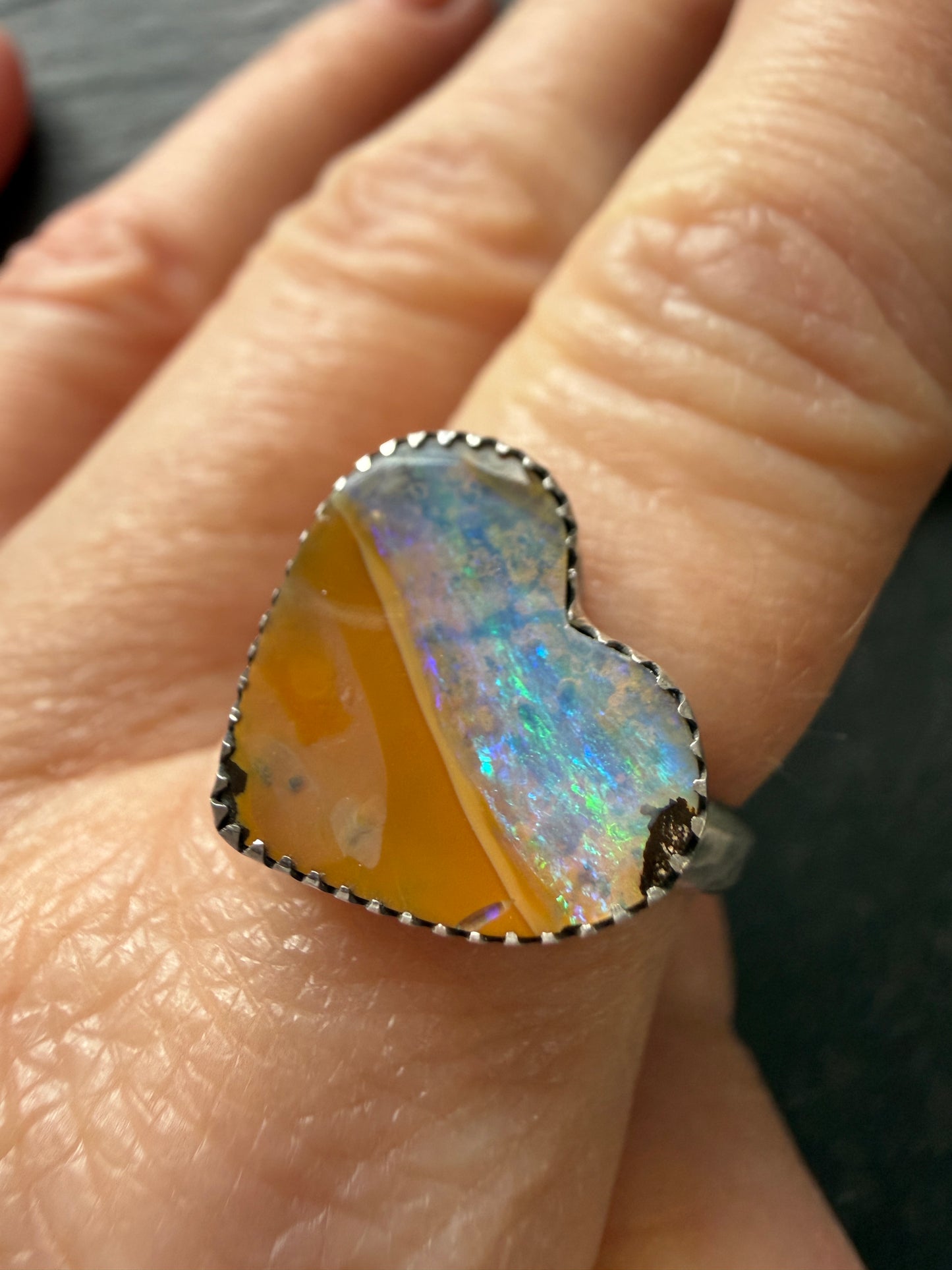 Heart Opal Ring US 7 / UK N 1/2