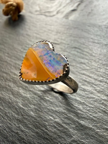 Heart Opal Ring US 7 / UK N 1/2