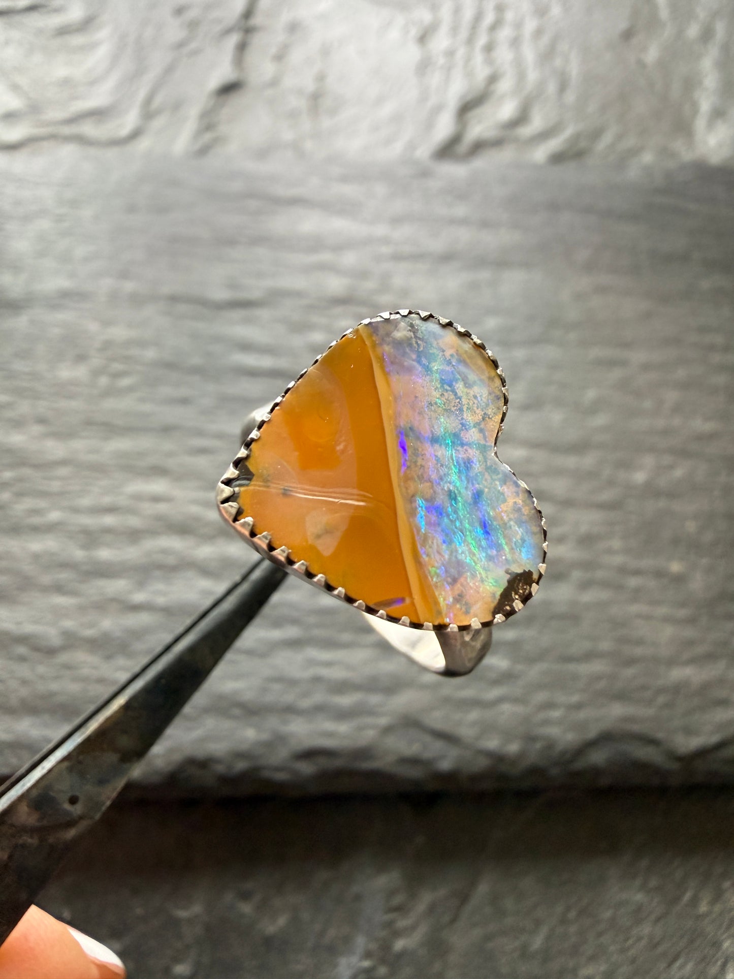 Heart Opal Ring US 7 / UK N 1/2