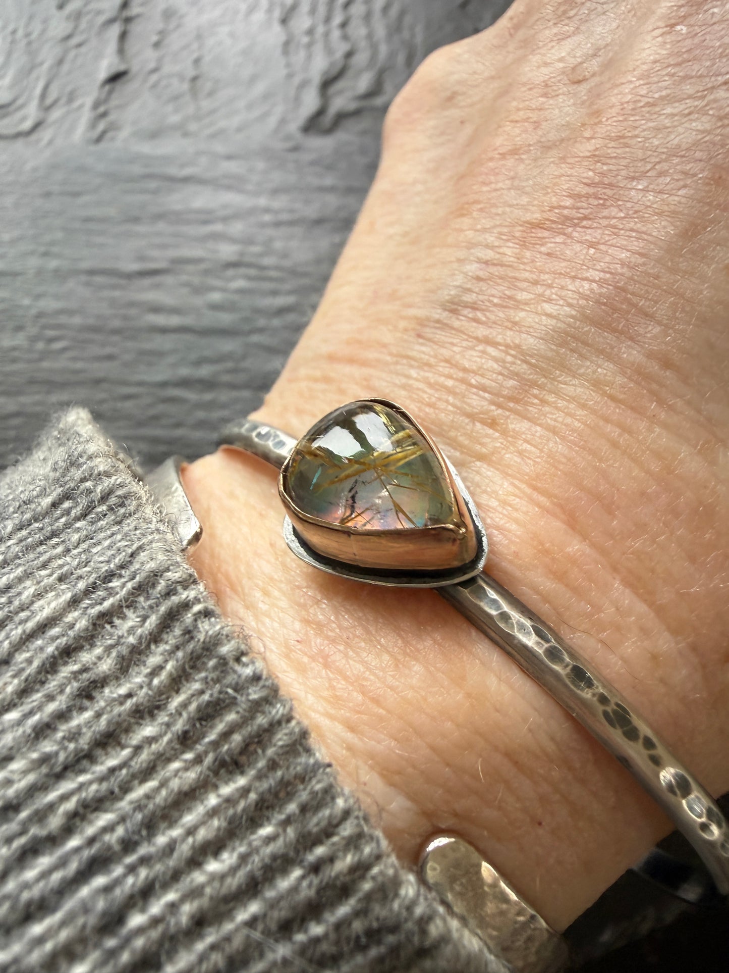 Rutile quartz with Aurora Opal