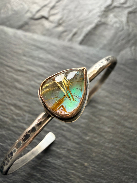 Rutile quartz with Aurora Opal