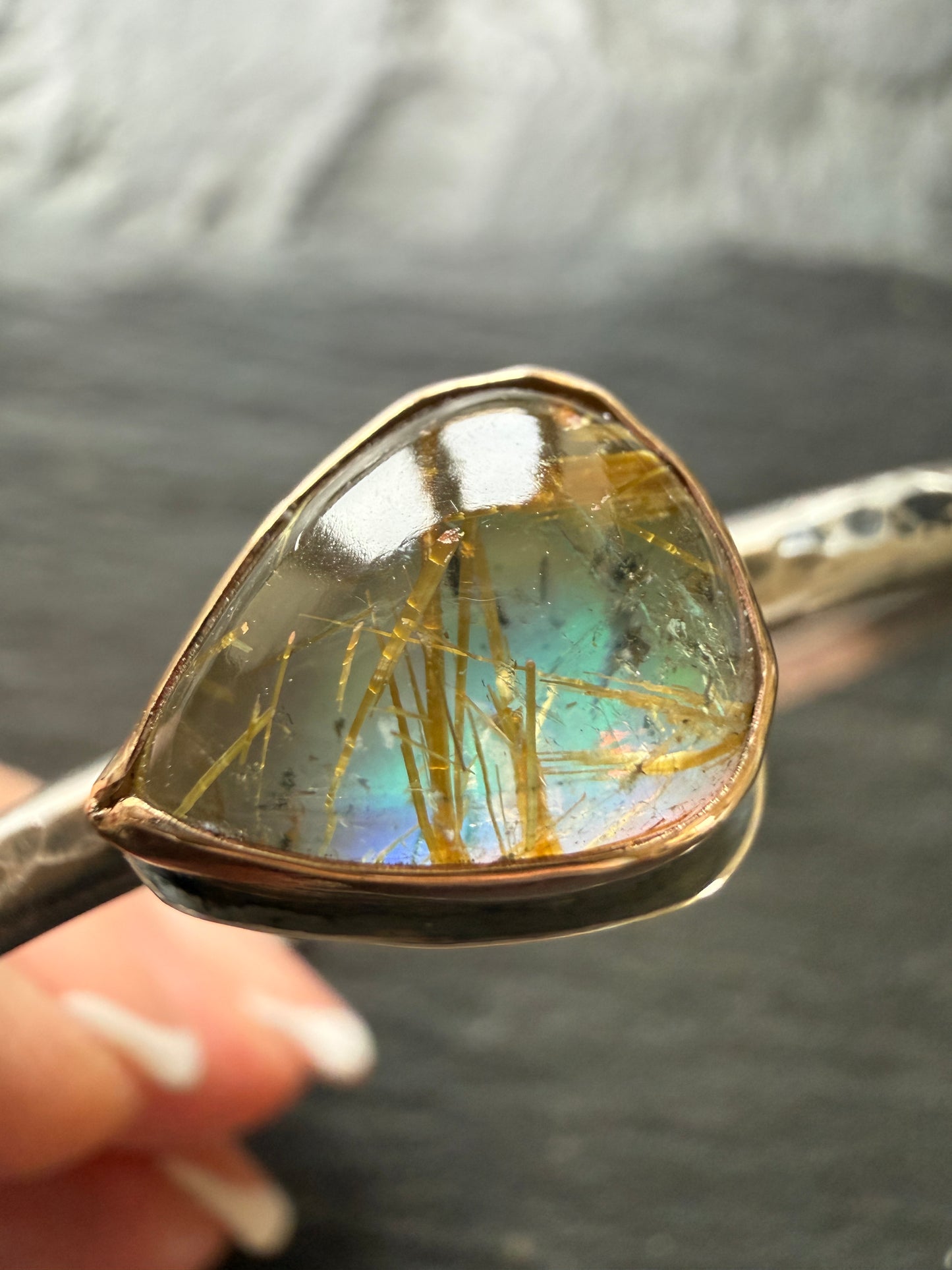 Rutile quartz with Aurora Opal