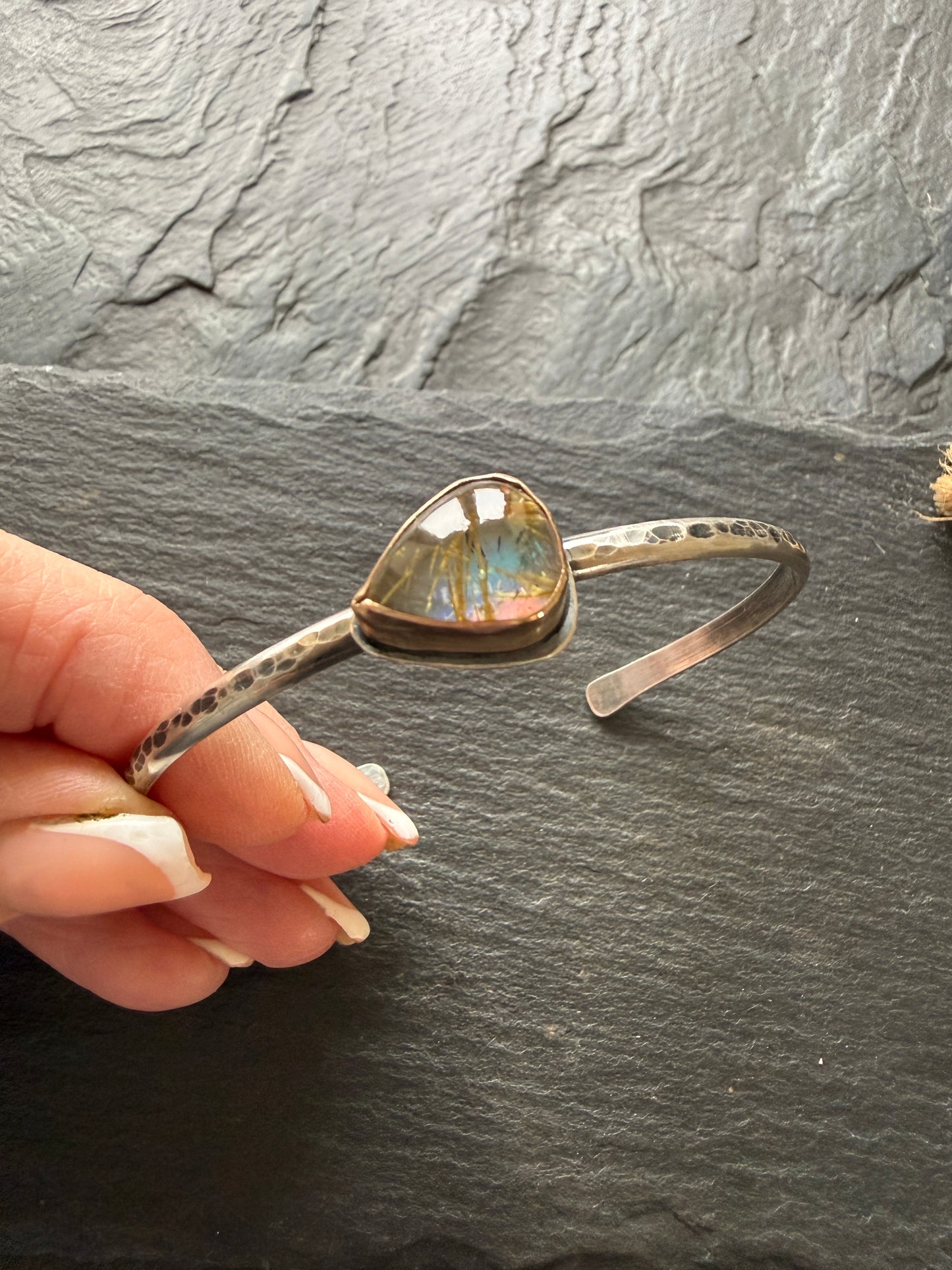 Rutile quartz with Aurora Opal