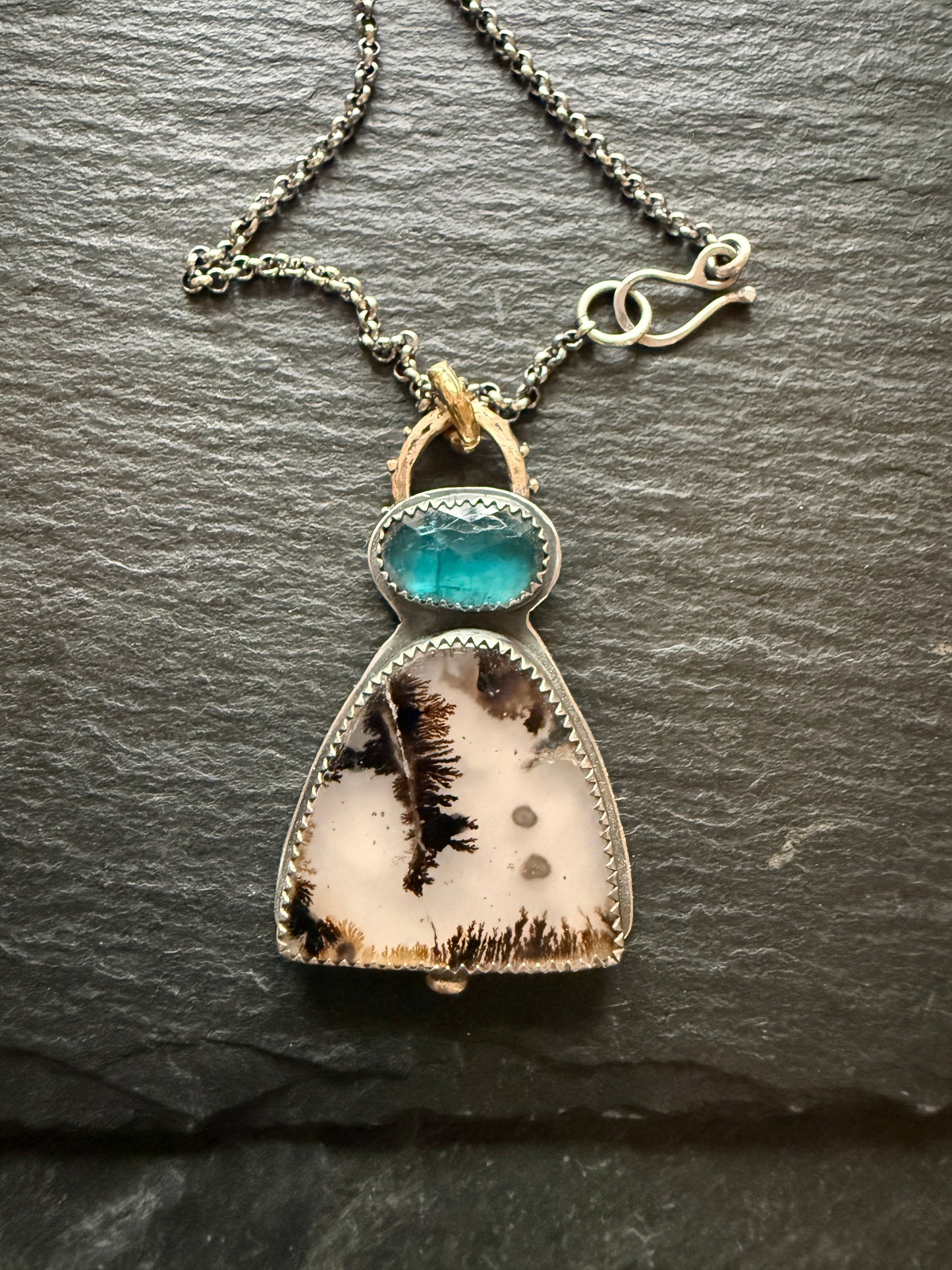 Dentritic Agate and Kyanite Necklace