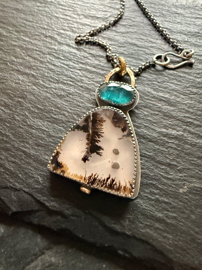 Dentritic Agate and Kyanite Necklace