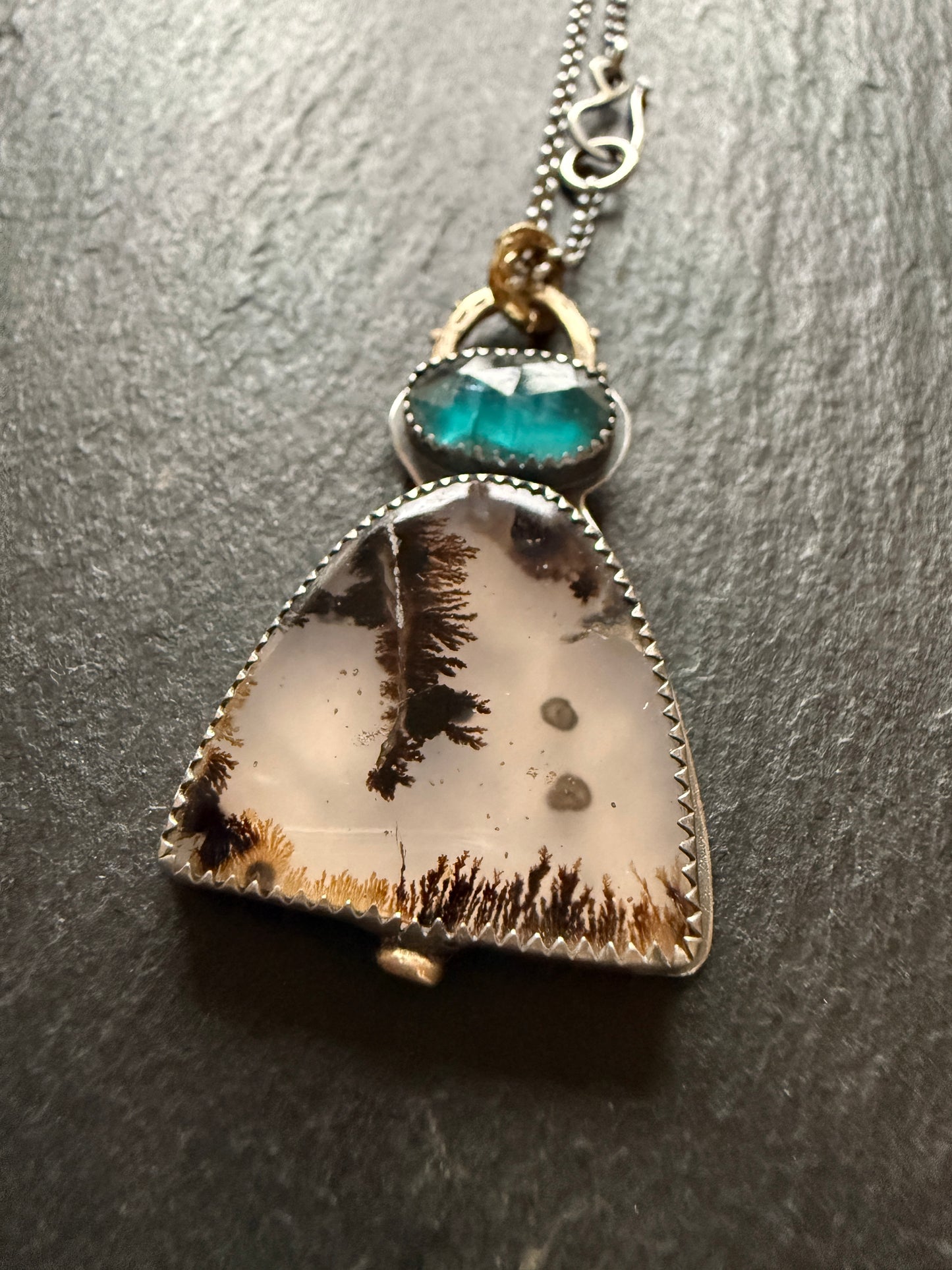 Dentritic Agate and Kyanite Necklace