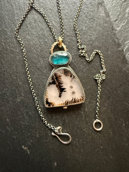 Dentritic Agate and Kyanite Necklace