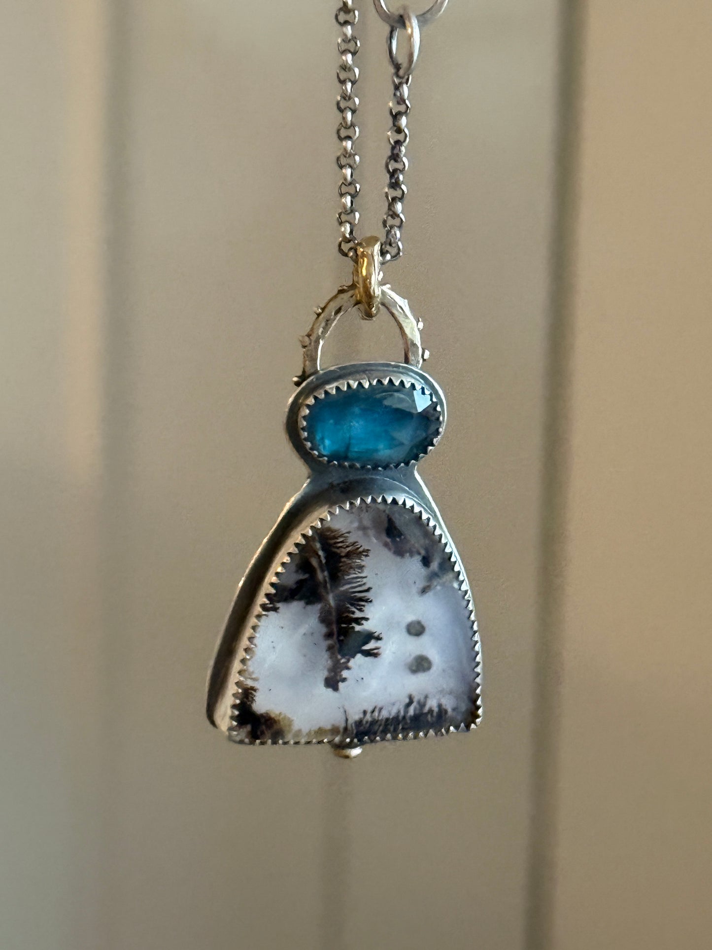 Dentritic Agate and Kyanite Necklace