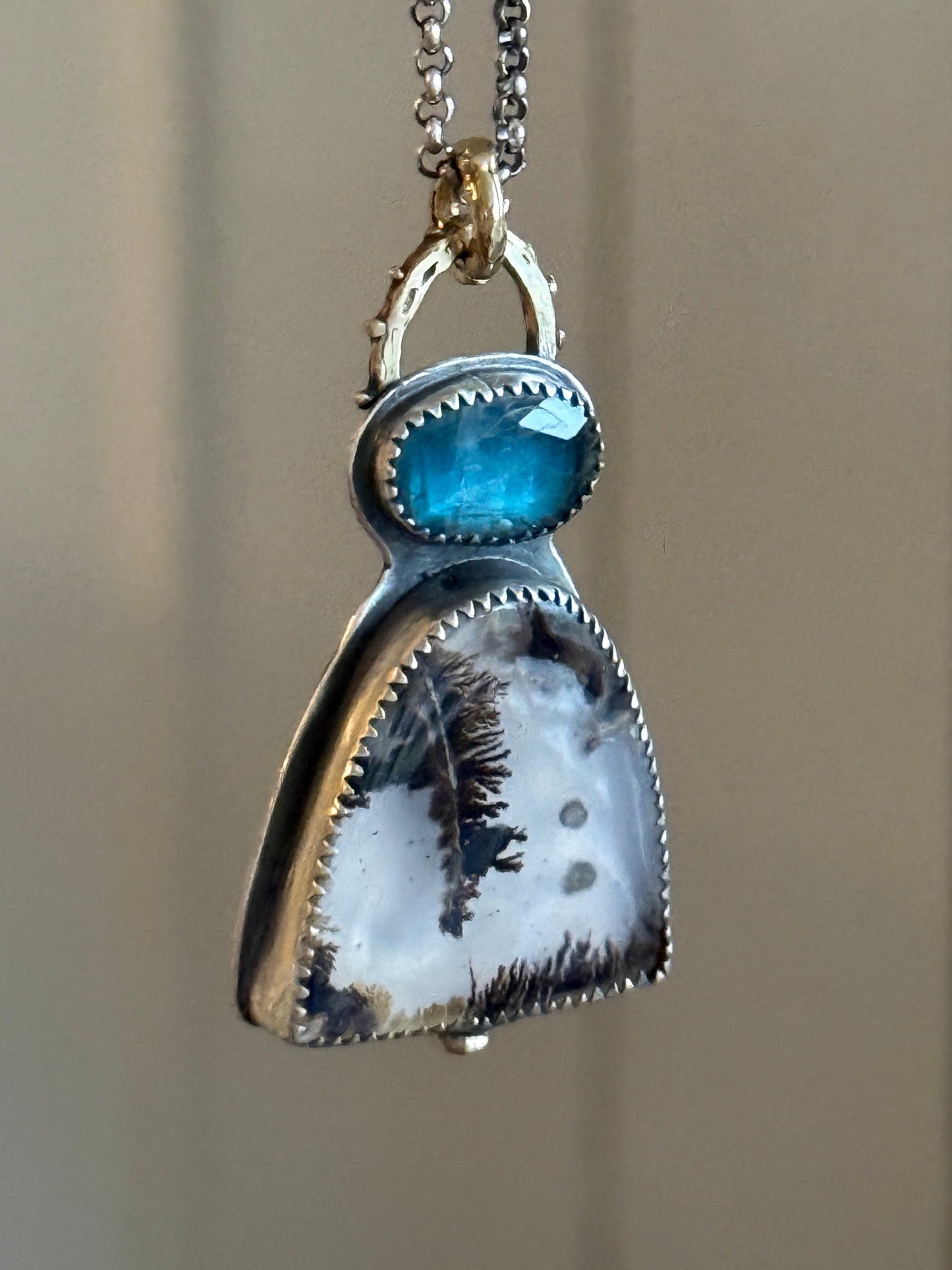 Dentritic Agate and Kyanite Necklace
