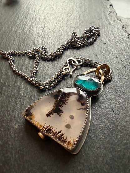 Dentritic Agate and Kyanite Necklace