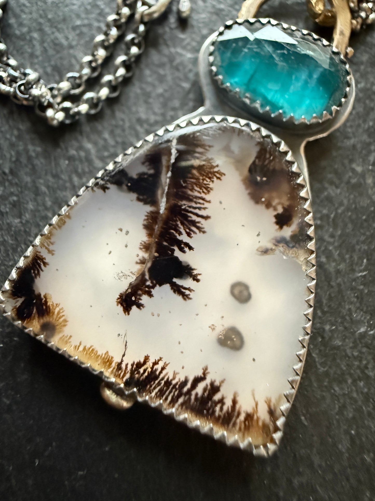 Dentritic Agate and Kyanite Necklace