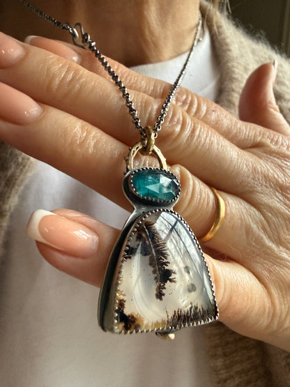 Dentritic Agate and Kyanite Necklace