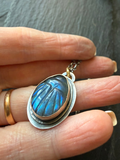 Labradorite Scarab Necklace