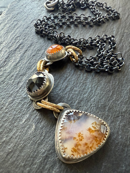 Dentritic agate long necklace