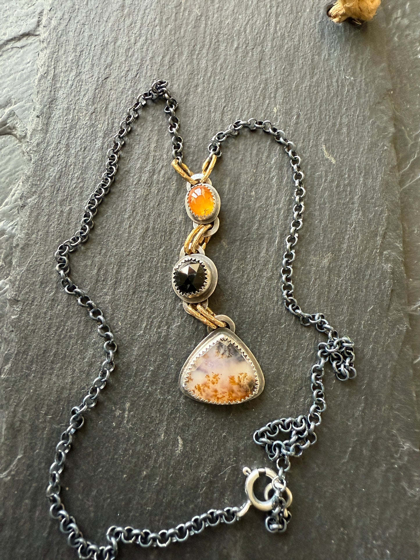 Dentritic agate long necklace