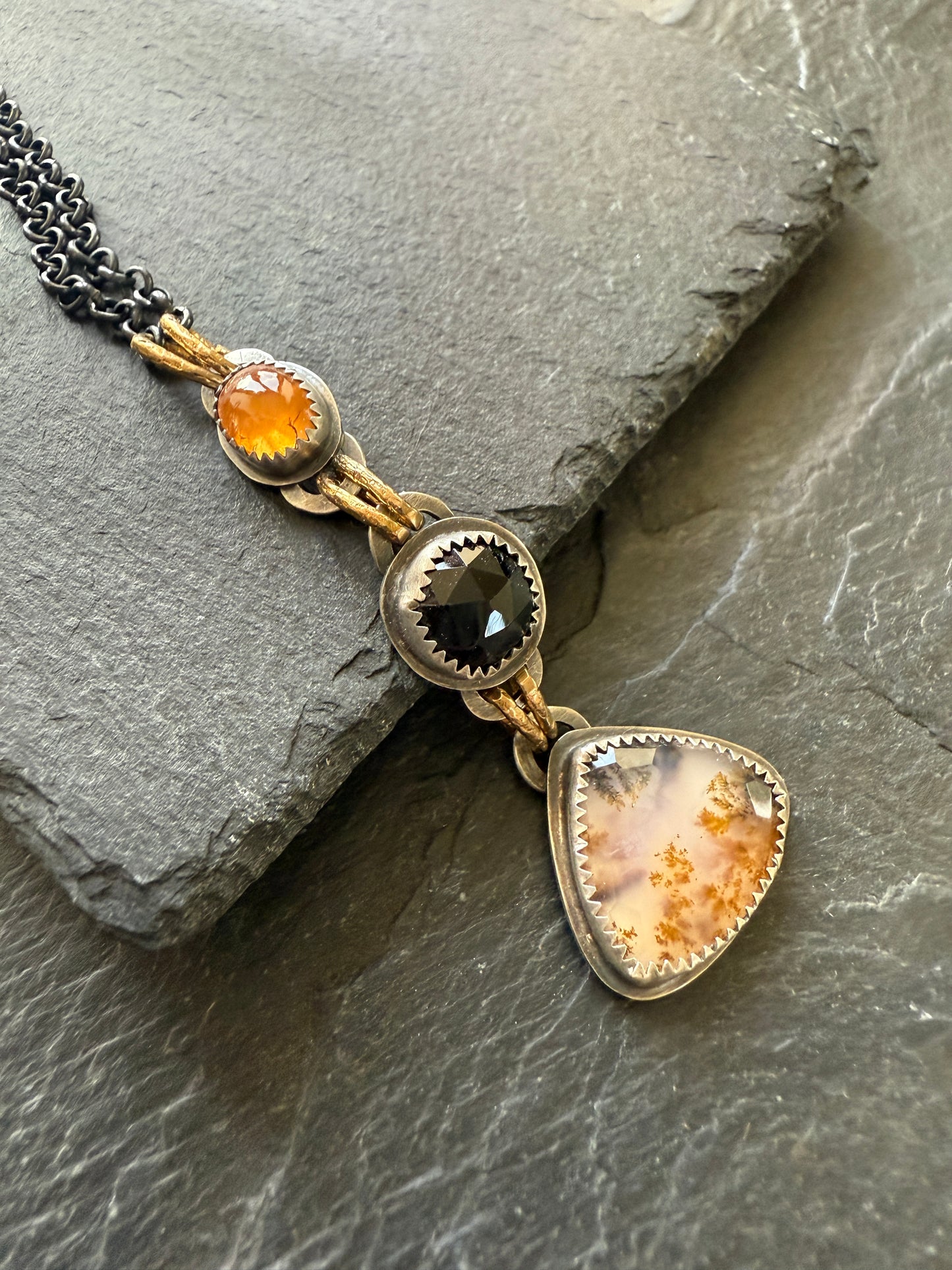 Dentritic agate long necklace