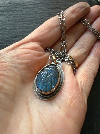Labradorite Scarab Necklace