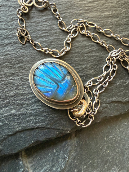Labradorite Scarab Necklace