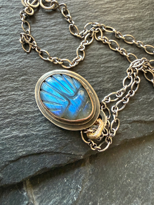 Labradorite Scarab Necklace
