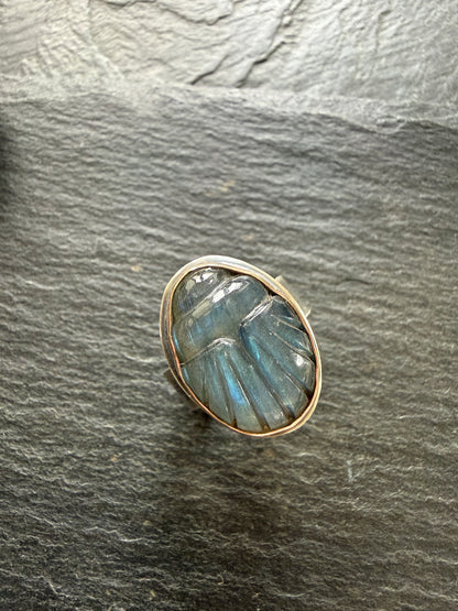 Labradorite Scarab Ring