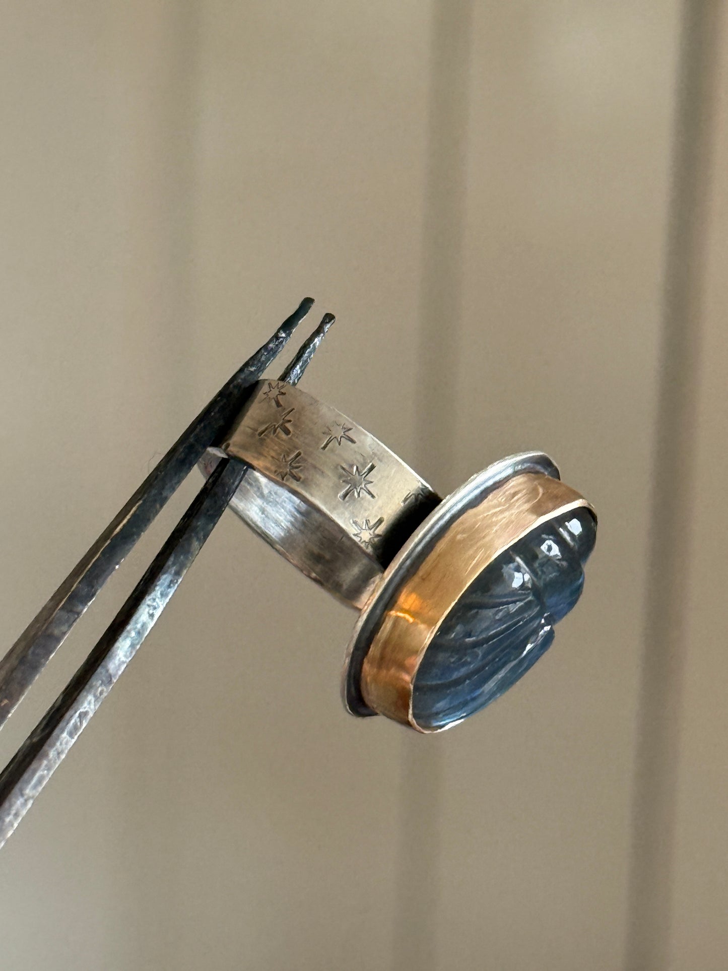 Labradorite Scarab Ring