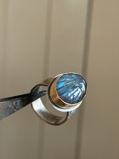 Labradorite Scarab Ring