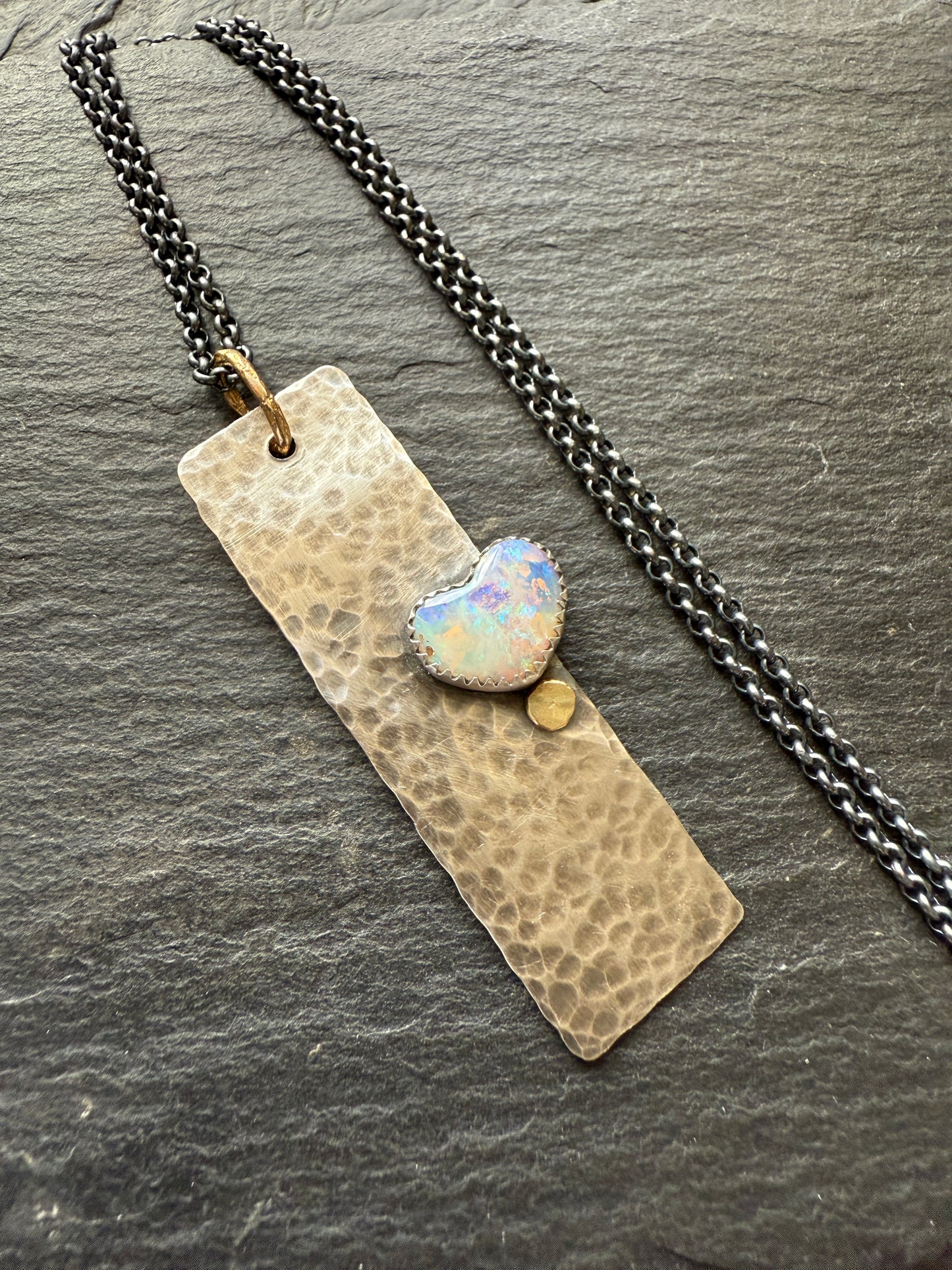 Boulder opal bar necklace