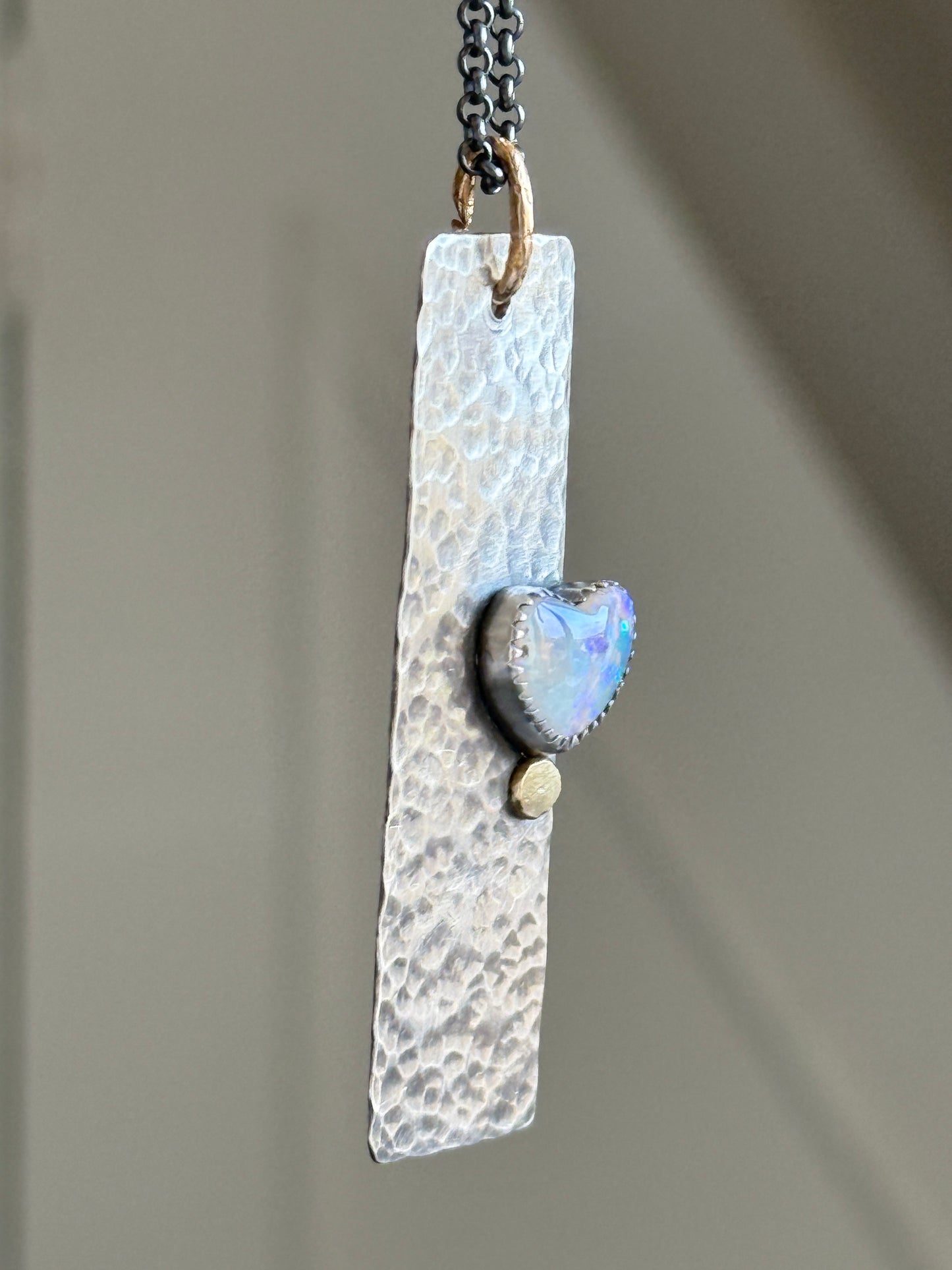 Boulder opal bar necklace