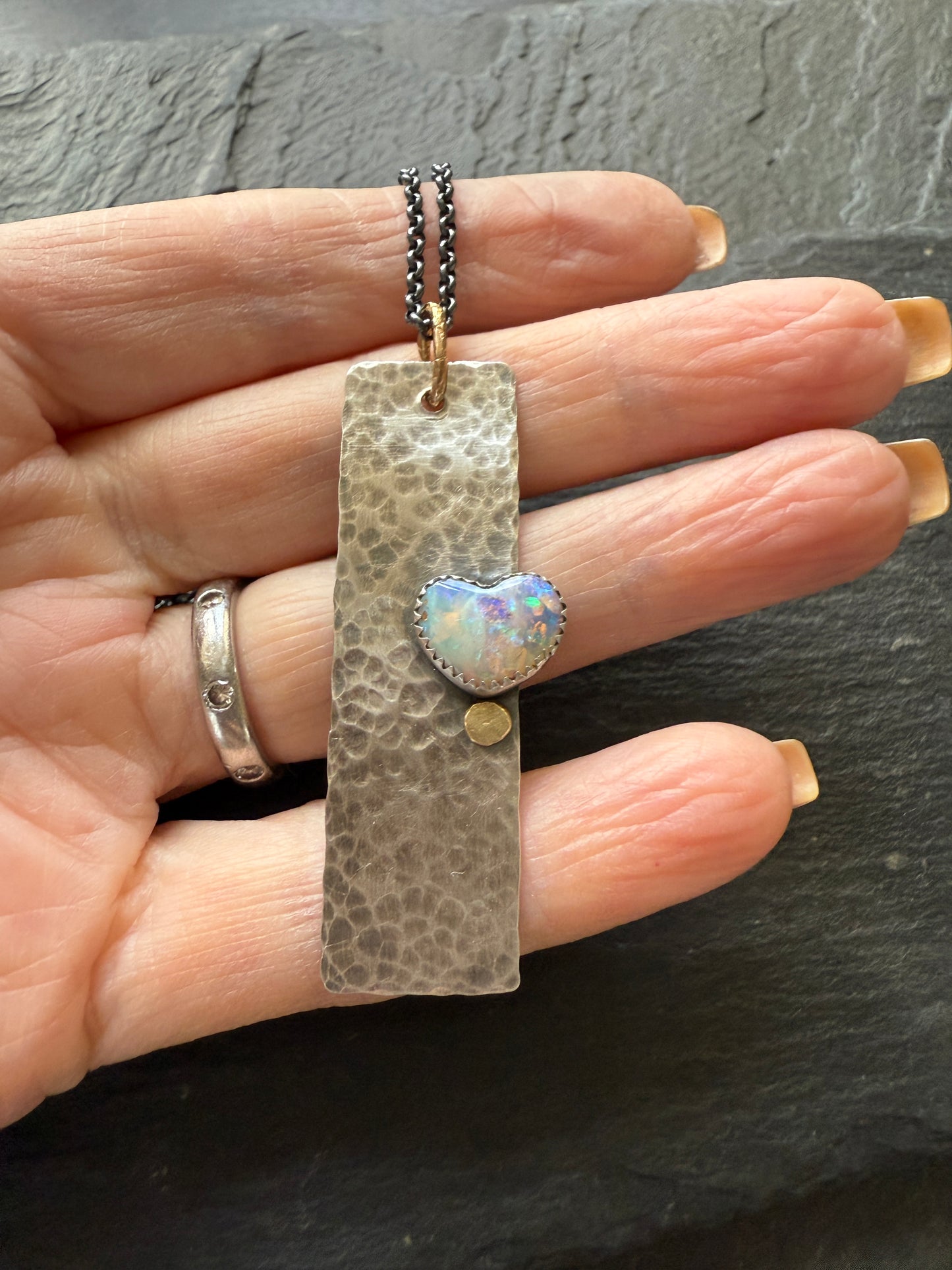 Boulder opal bar necklace