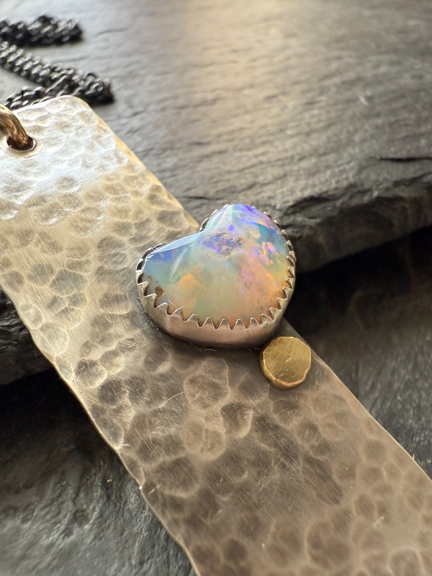 Boulder opal bar necklace