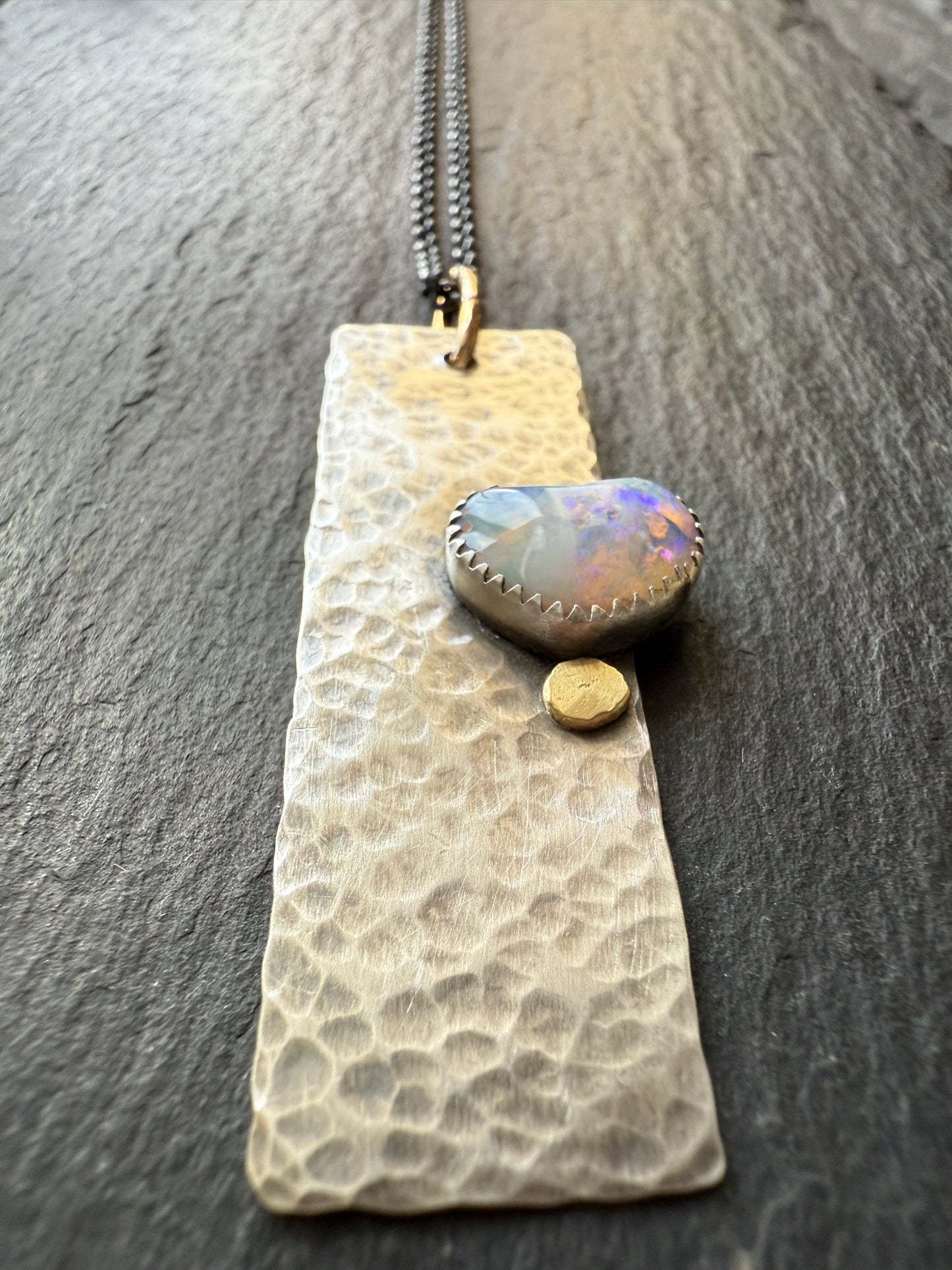 Boulder opal bar necklace