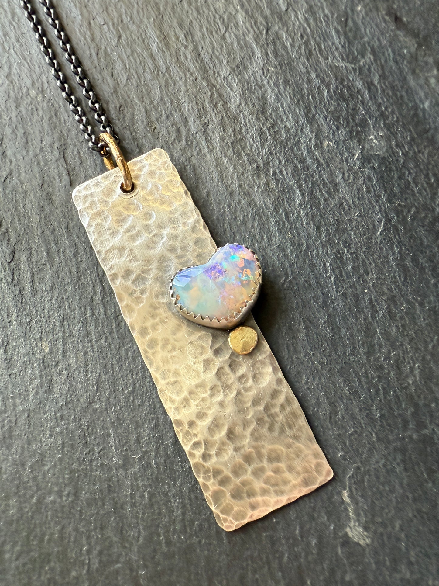 Boulder opal bar necklace