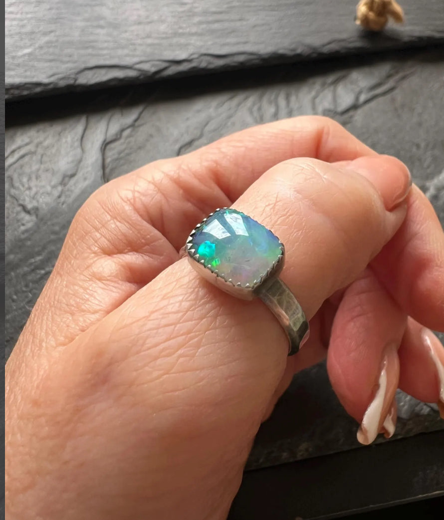 Boulder opal ring