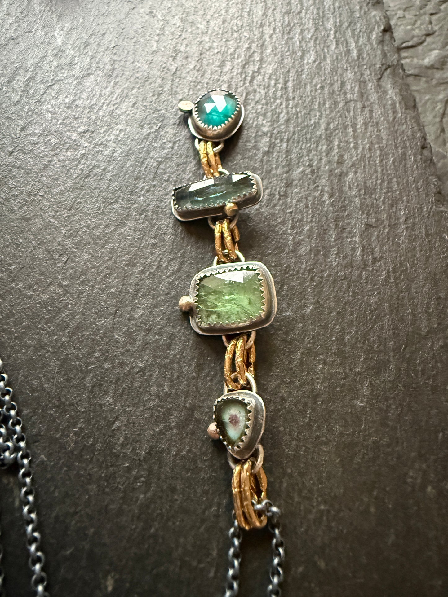Tourmaline and Kyanite Multi Charm Pendant
