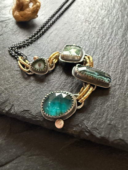 Tourmaline and Kyanite Multi Charm Pendant