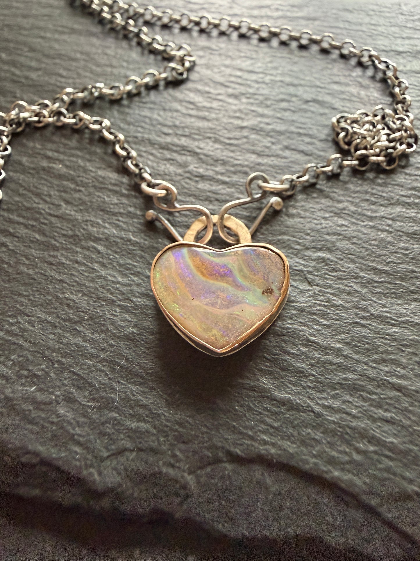 Pastel Heart Opal Pedant
