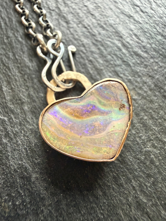 Pastel Heart Opal Pedant